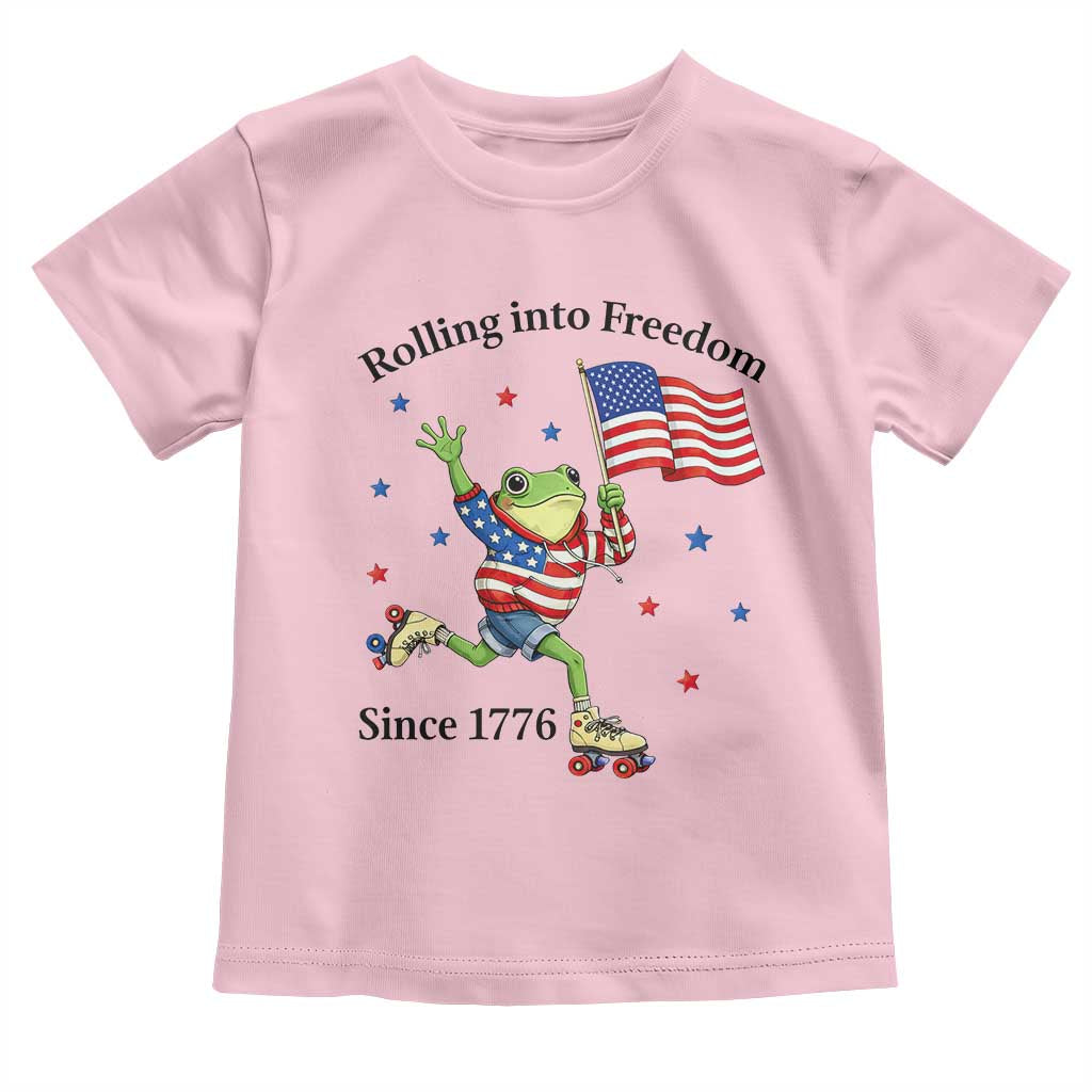 Funny Patriotic Frog Toddler T Shirt Rolling Into Freedom Since 1776