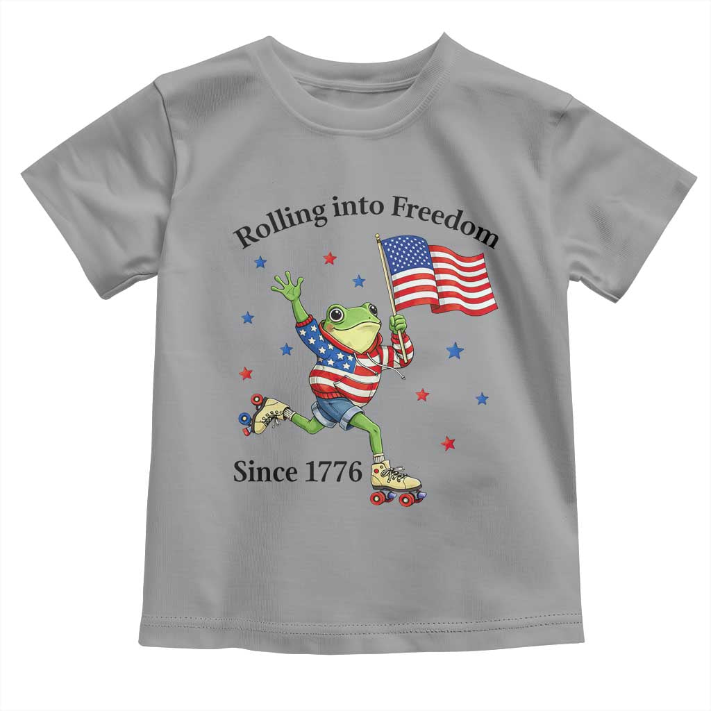 Funny Patriotic Frog Toddler T Shirt Rolling Into Freedom Since 1776