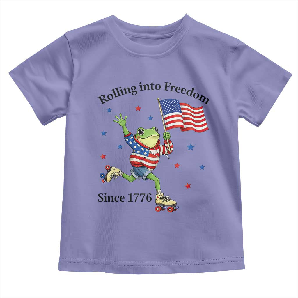 Funny Patriotic Frog Toddler T Shirt Rolling Into Freedom Since 1776