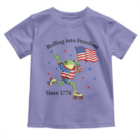 Funny Patriotic Frog Toddler T Shirt Rolling Into Freedom Since 1776