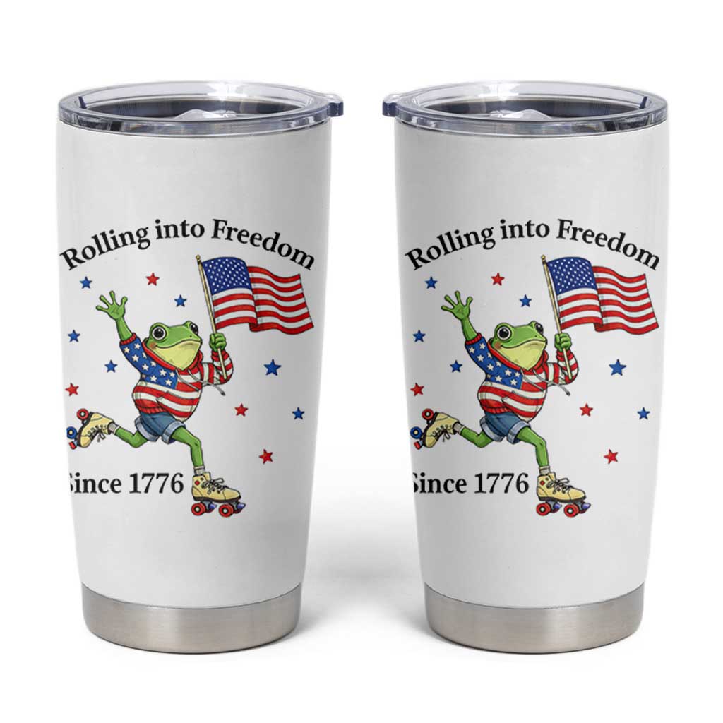 Funny Patriotic Frog Tumbler Cup Rolling Into Freedom Since 1776