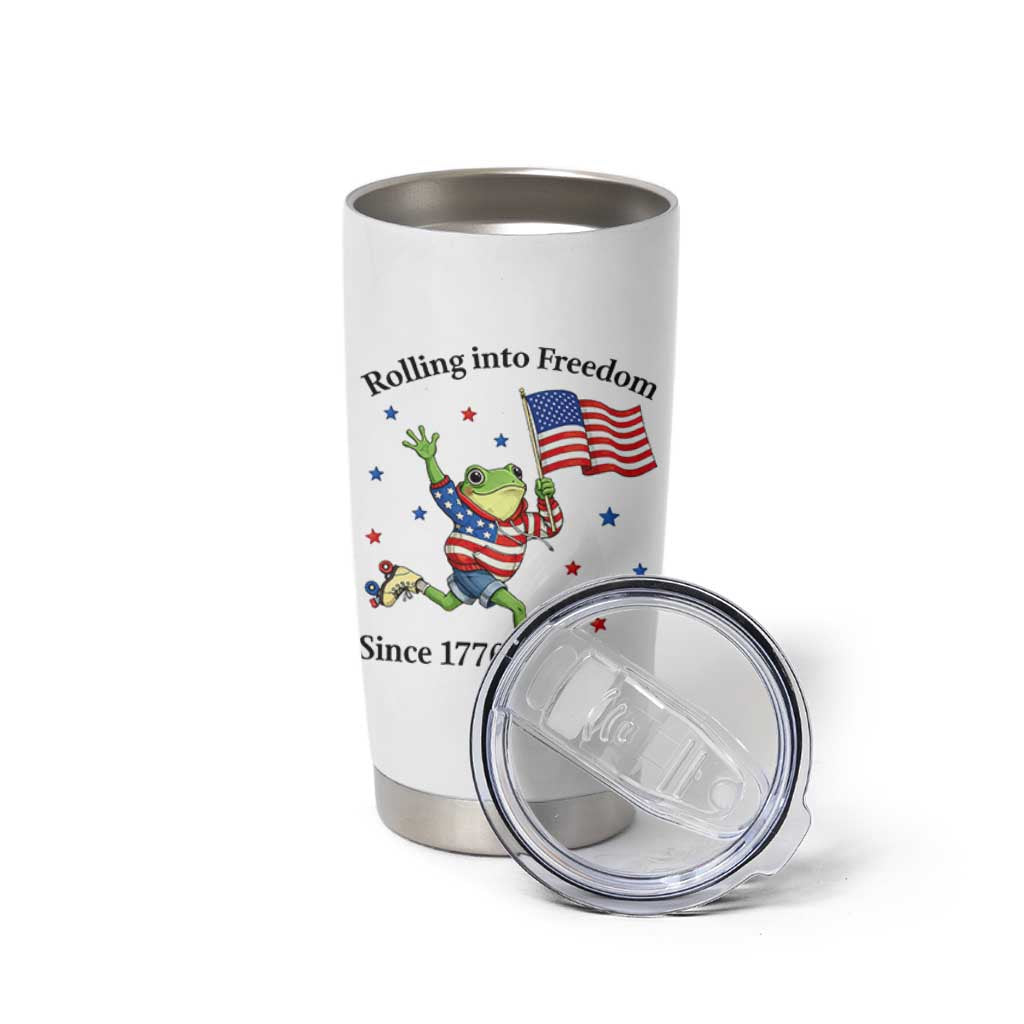 Funny Patriotic Frog Tumbler Cup Rolling Into Freedom Since 1776
