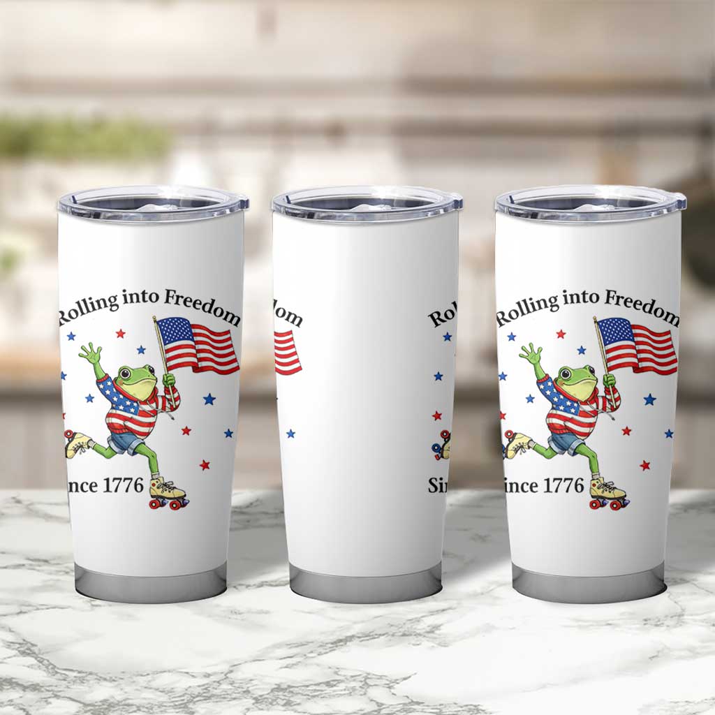 Funny Patriotic Frog Tumbler Cup Rolling Into Freedom Since 1776