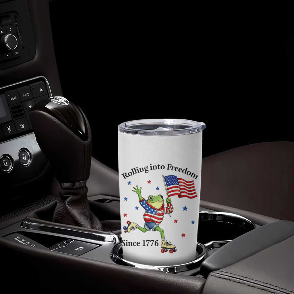Funny Patriotic Frog Tumbler Cup Rolling Into Freedom Since 1776