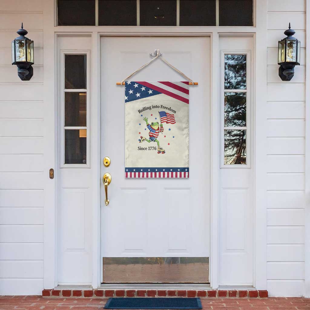 Funny Patriotic Frog Garden Flag Rolling Into Freedom Since 1776