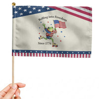Funny Patriotic Frog Patriotic Handheld Flag Rolling Into Freedom Since 1776
