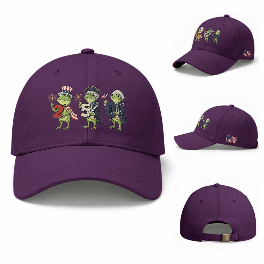 Proud American Frog Baseball Cap Celebrating 250 Years Of Freedom