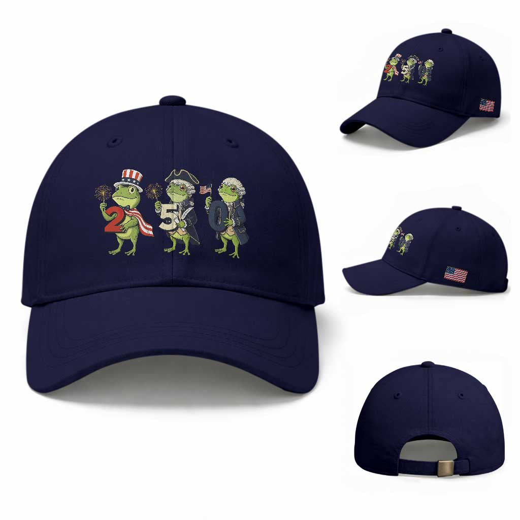 Proud American Frog Baseball Cap Celebrating 250 Years Of Freedom