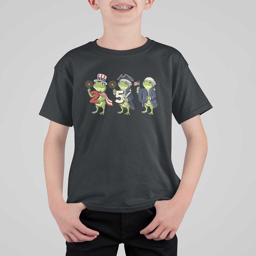 Proud American Frog T Shirt For Kid Celebrating 250 Years Of Freedom