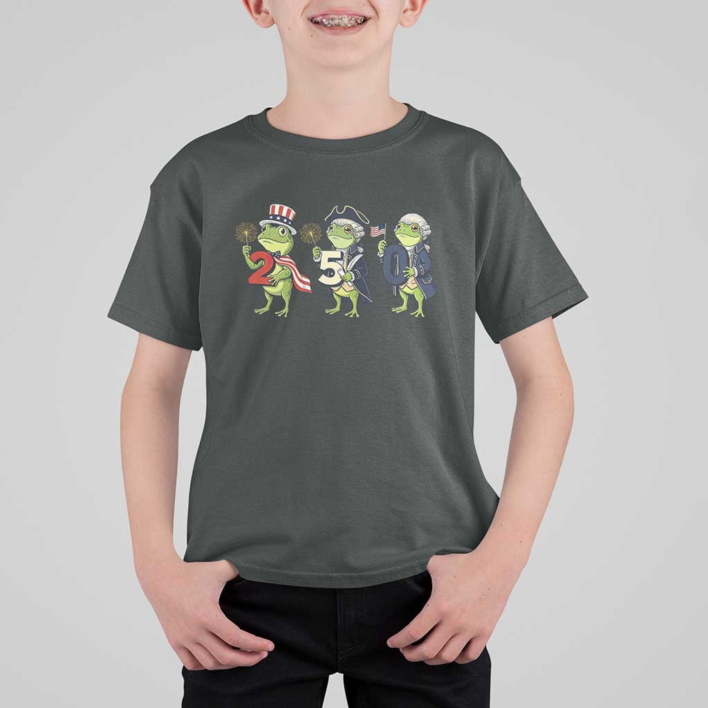 Proud American Frog T Shirt For Kid Celebrating 250 Years Of Freedom