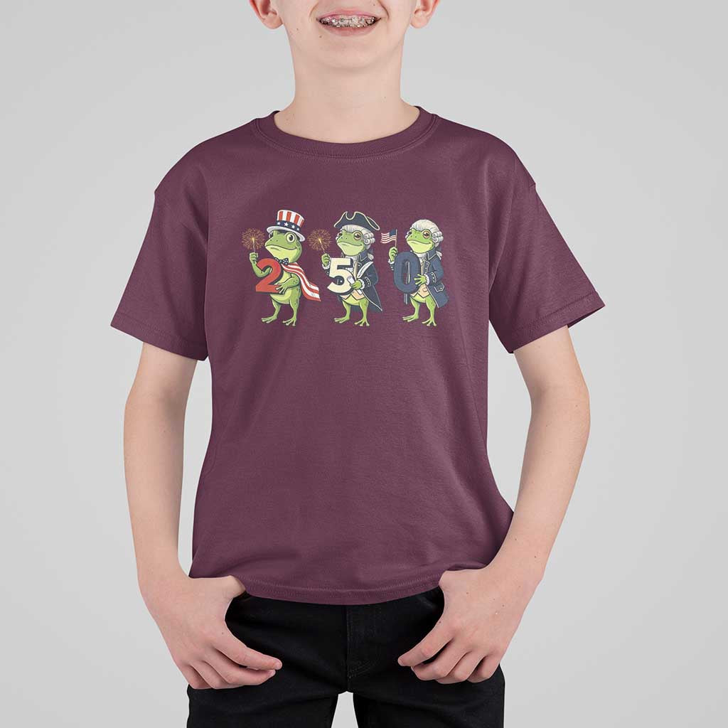 Proud American Frog T Shirt For Kid Celebrating 250 Years Of Freedom