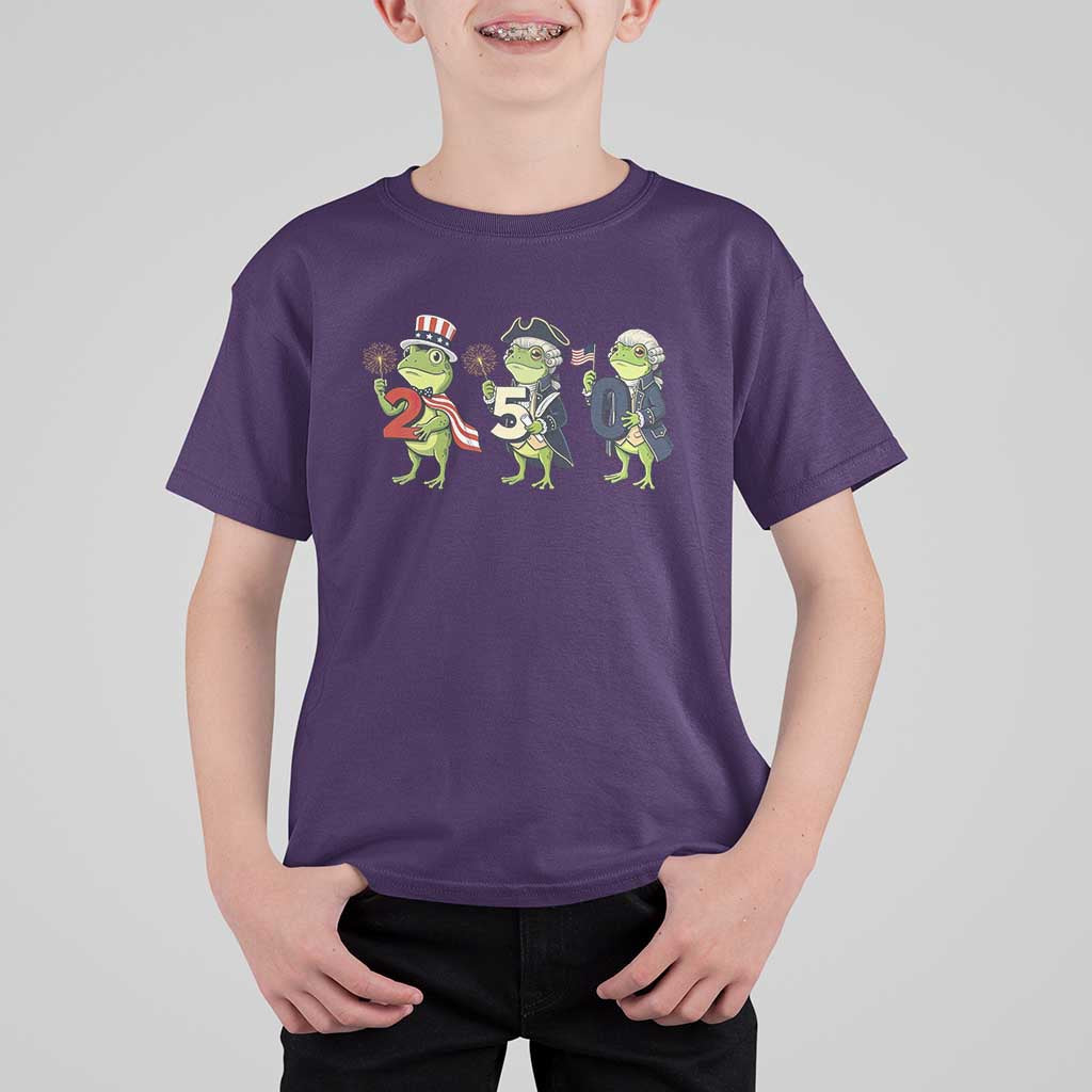 Proud American Frog T Shirt For Kid Celebrating 250 Years Of Freedom