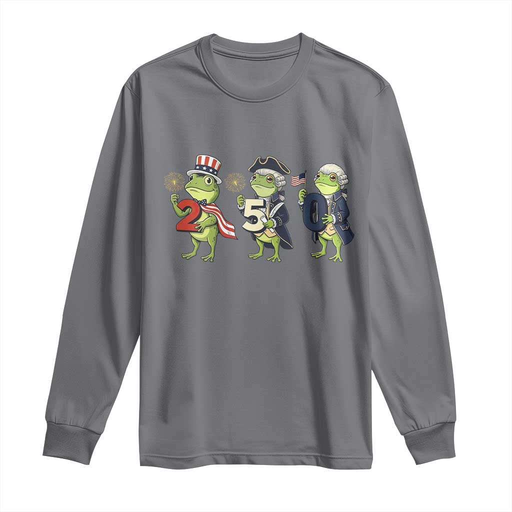 Proud American Frog Long Sleeve Shirt Celebrating 250 Years Of Freedom