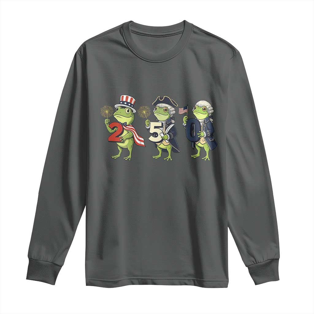 Proud American Frog Long Sleeve Shirt Celebrating 250 Years Of Freedom