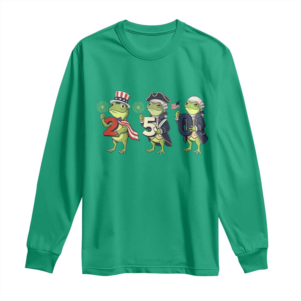Proud American Frog Long Sleeve Shirt Celebrating 250 Years Of Freedom