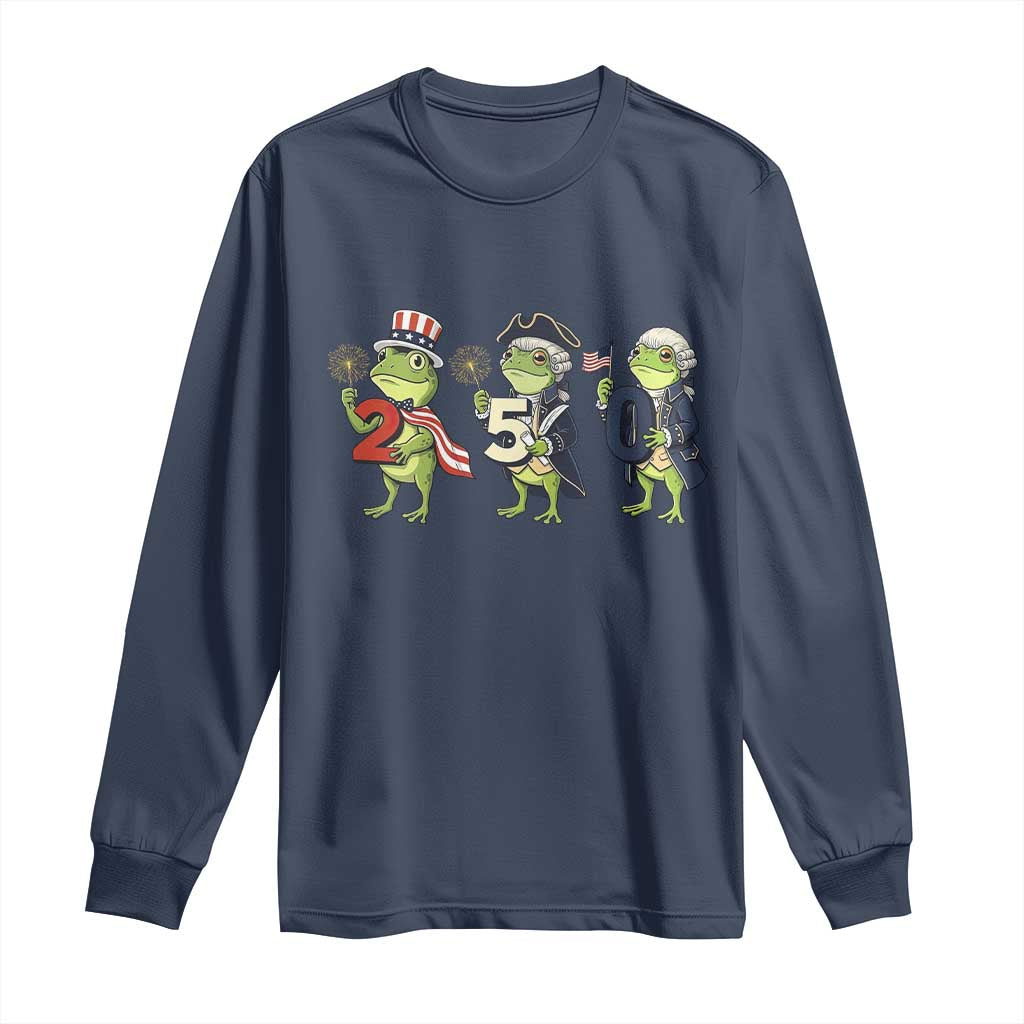 Proud American Frog Long Sleeve Shirt Celebrating 250 Years Of Freedom