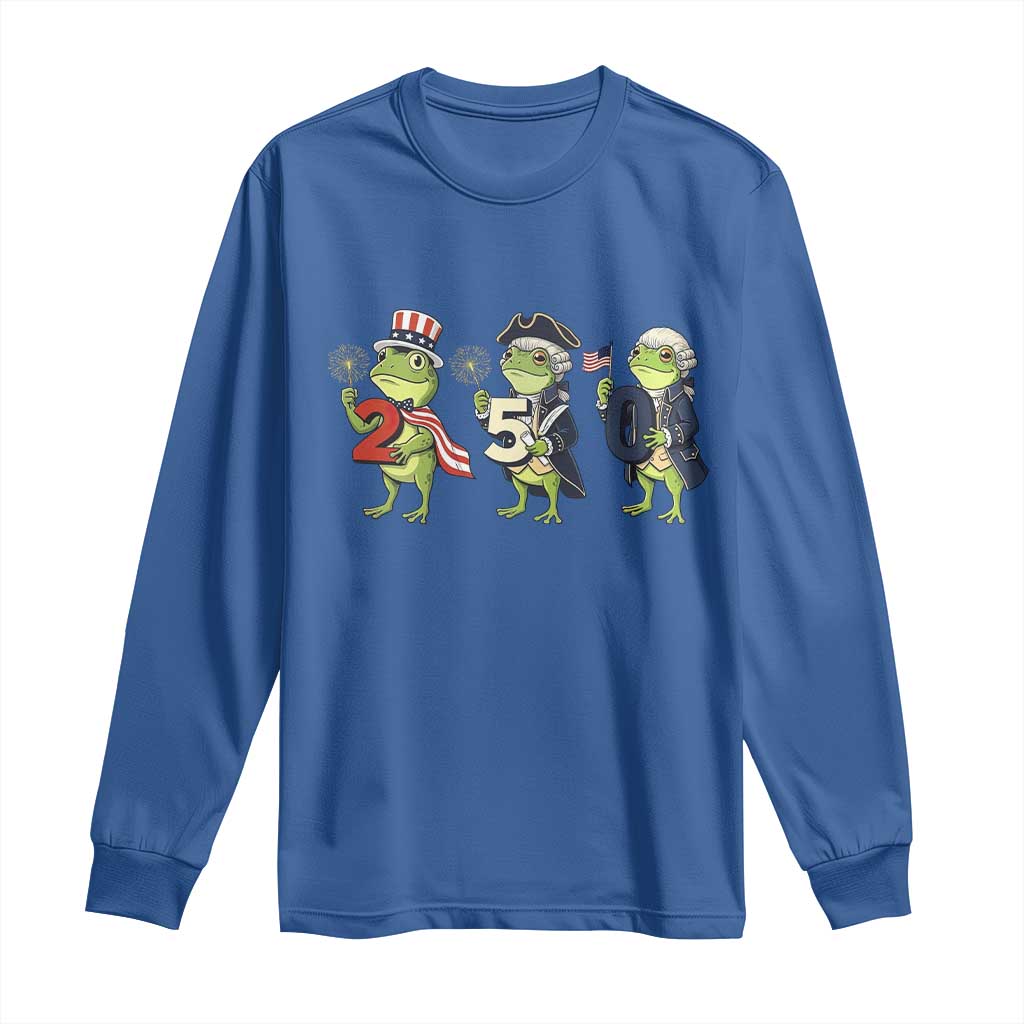 Proud American Frog Long Sleeve Shirt Celebrating 250 Years Of Freedom