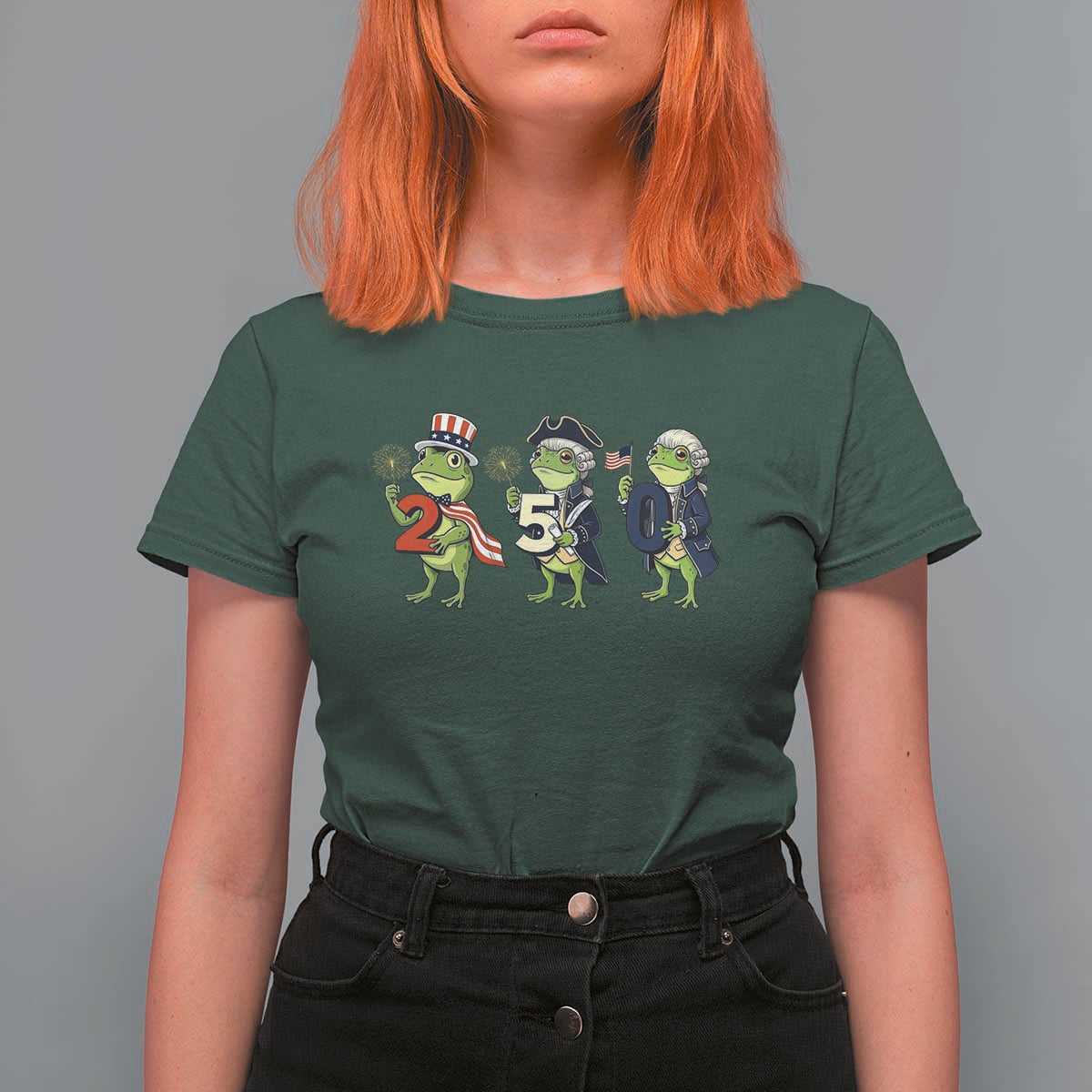 Proud American Frog T Shirt For Women Celebrating 250 Years Of Freedom