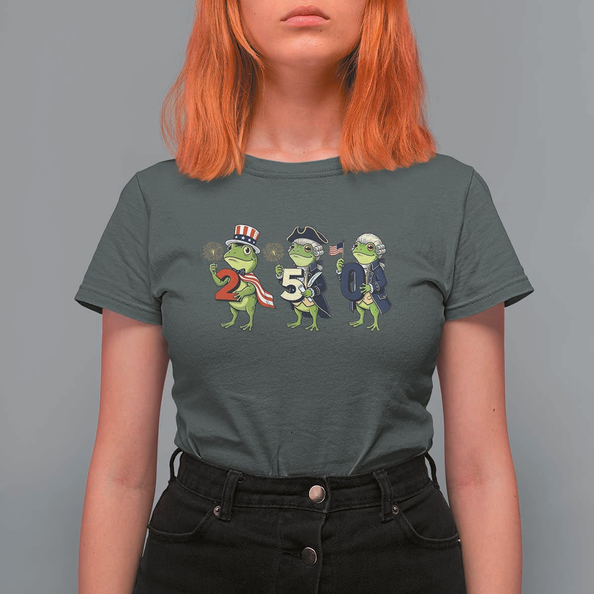 Proud American Frog T Shirt For Women Celebrating 250 Years Of Freedom