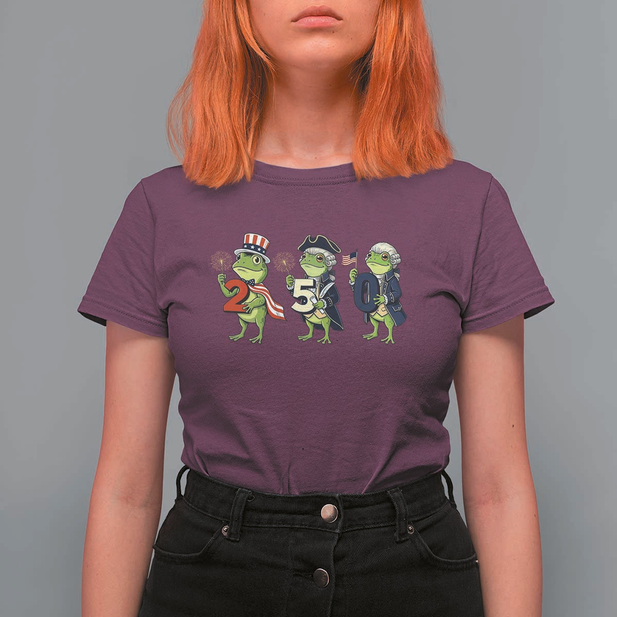 Proud American Frog T Shirt For Women Celebrating 250 Years Of Freedom