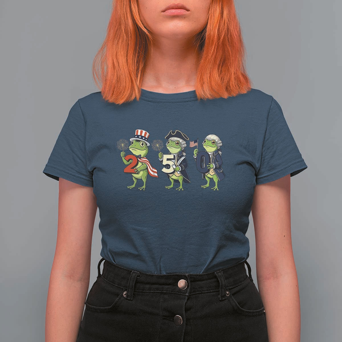 Proud American Frog T Shirt For Women Celebrating 250 Years Of Freedom