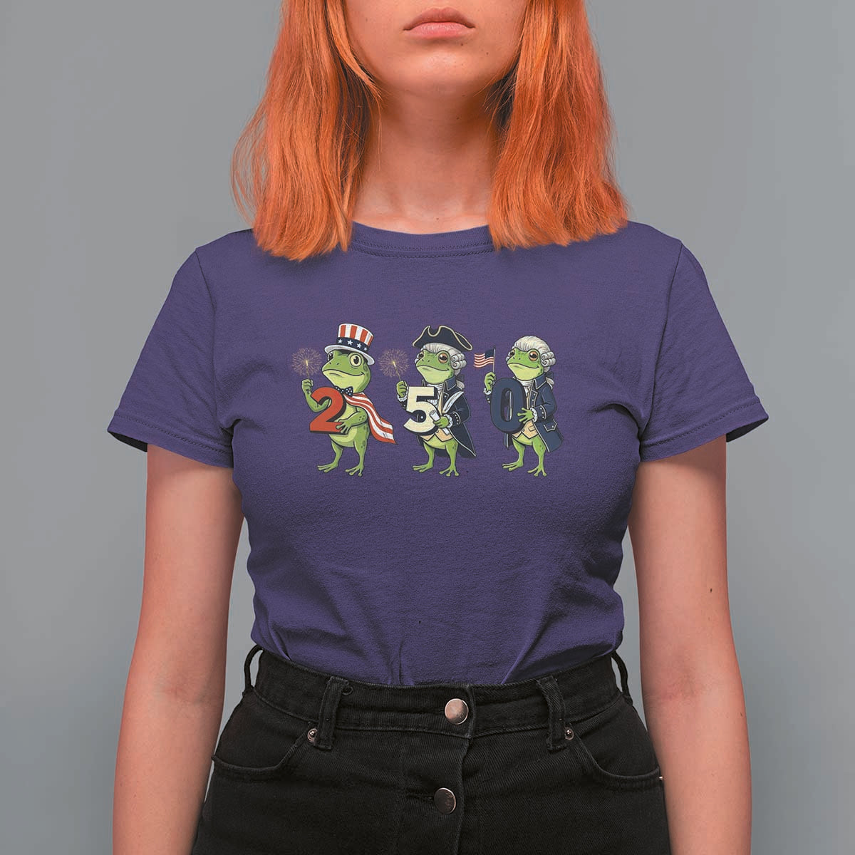 Proud American Frog T Shirt For Women Celebrating 250 Years Of Freedom