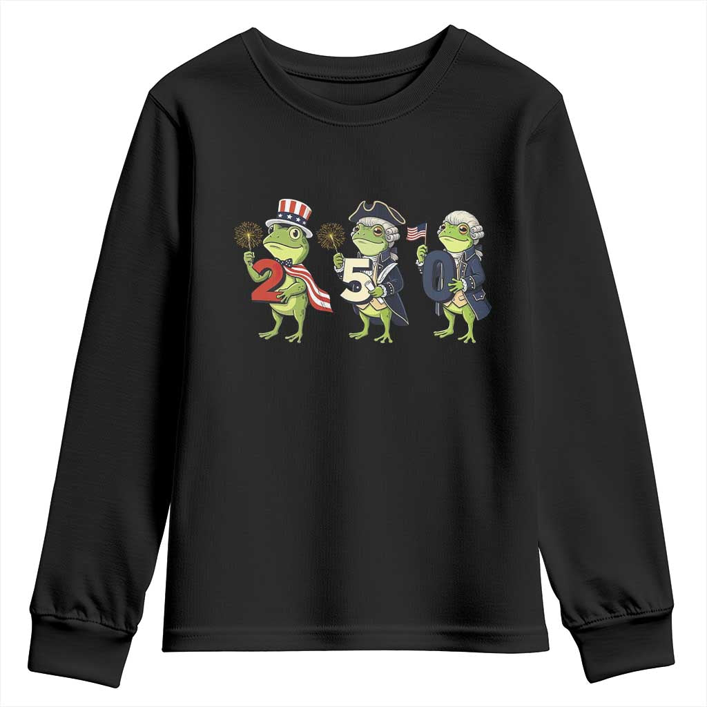 Proud American Frog Youth Sweatshirt Celebrating 250 Years Of Freedom