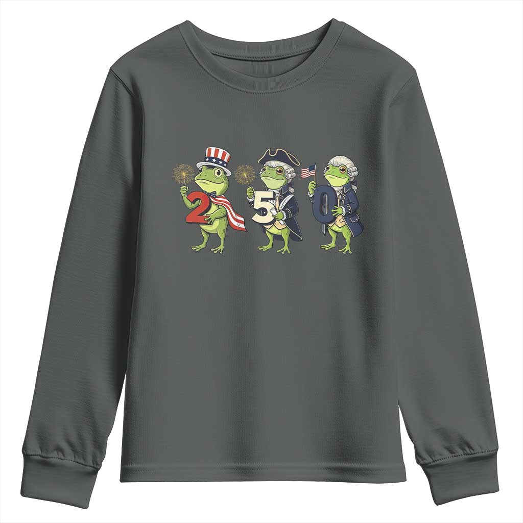 Proud American Frog Youth Sweatshirt Celebrating 250 Years Of Freedom