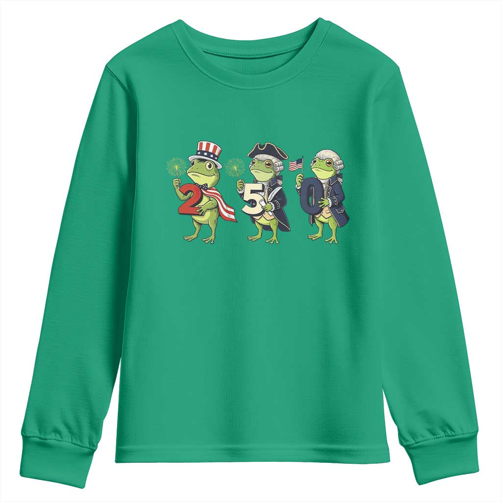 Proud American Frog Youth Sweatshirt Celebrating 250 Years Of Freedom