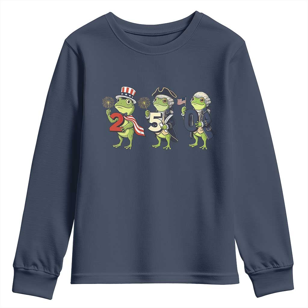 Proud American Frog Youth Sweatshirt Celebrating 250 Years Of Freedom