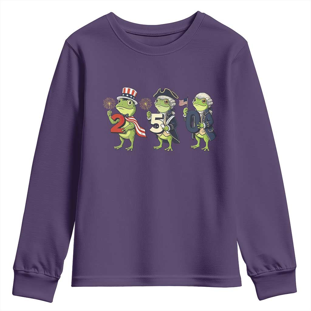 Proud American Frog Youth Sweatshirt Celebrating 250 Years Of Freedom
