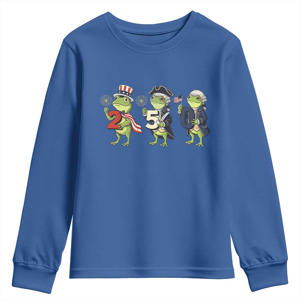 Proud American Frog Youth Sweatshirt Celebrating 250 Years Of Freedom