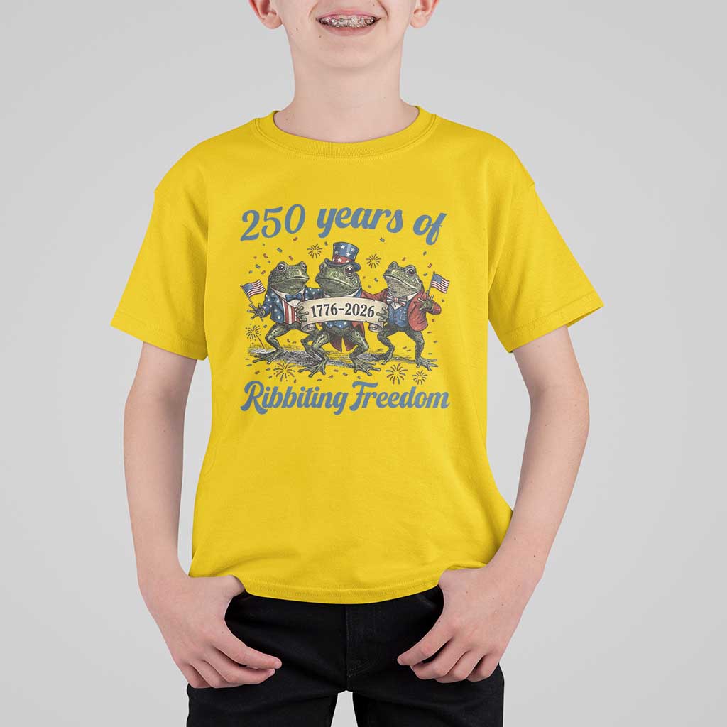 Funny Frog 250 Years Of Ribbiting Freedom T Shirt For Kid