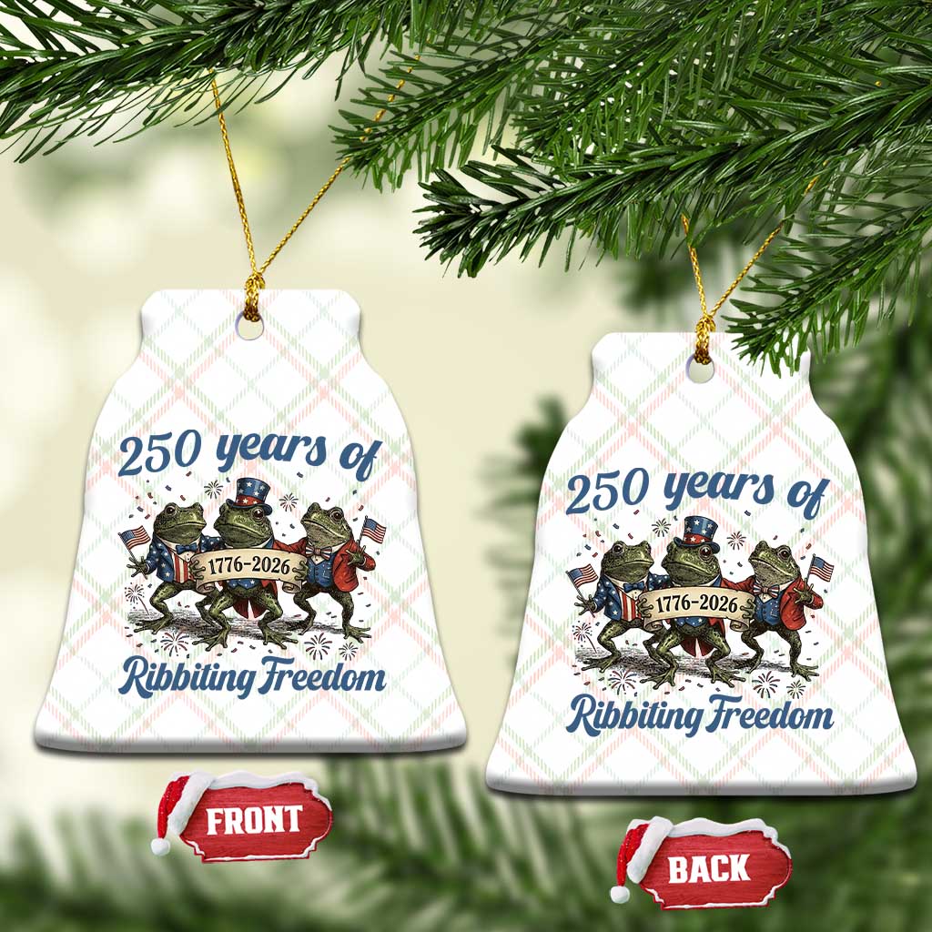 Funny Frog 250 Years Of Ribbiting Freedom Ceramic Ornament