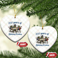 Funny Frog 250 Years Of Ribbiting Freedom Ceramic Ornament