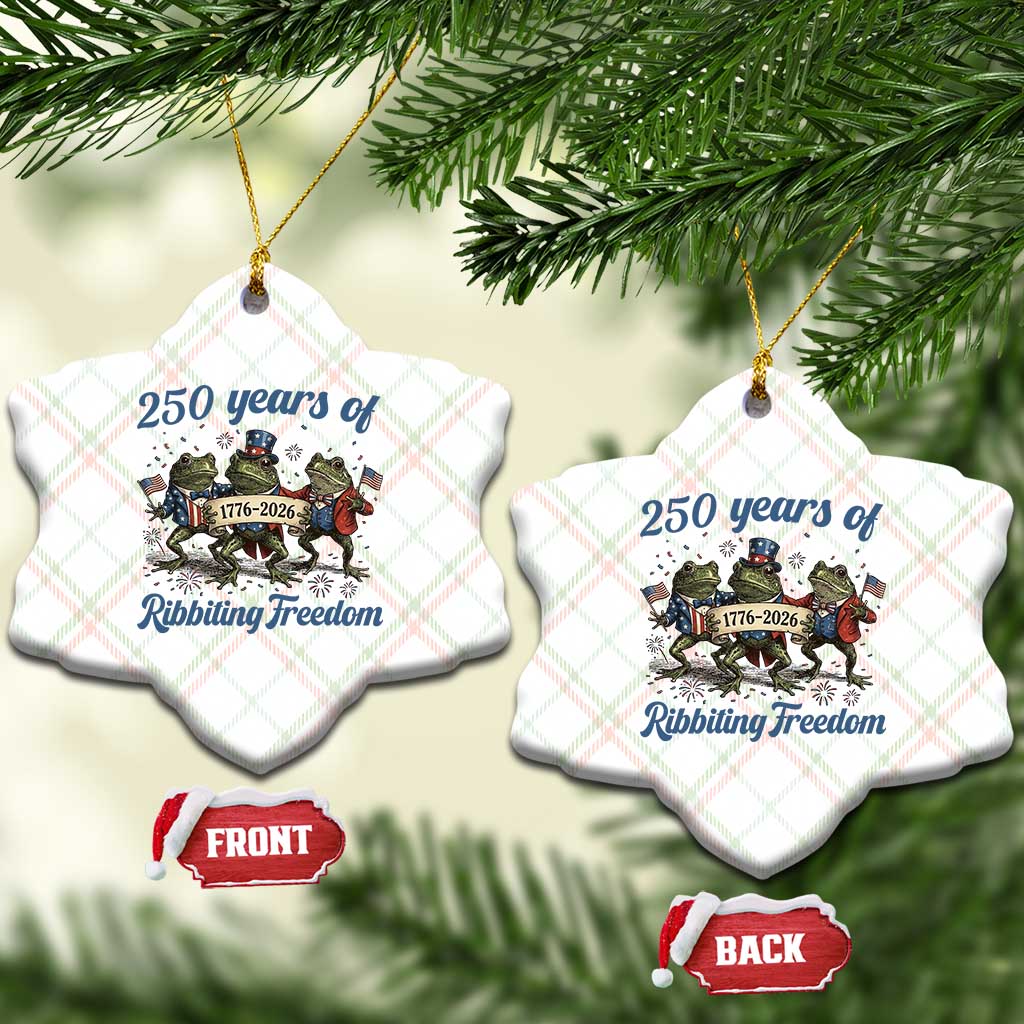 Funny Frog 250 Years Of Ribbiting Freedom Ceramic Ornament