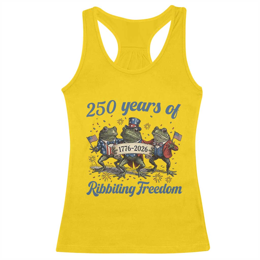Funny Frog 250 Years Of Ribbiting Freedom Racerback Tank Top