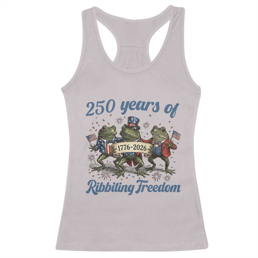 Funny Frog 250 Years Of Ribbiting Freedom Racerback Tank Top