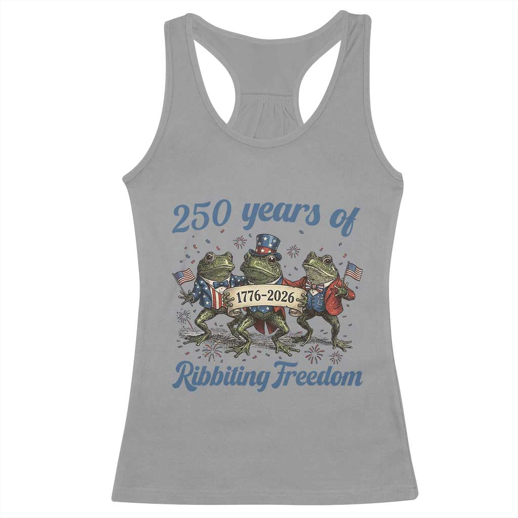 Funny Frog 250 Years Of Ribbiting Freedom Racerback Tank Top