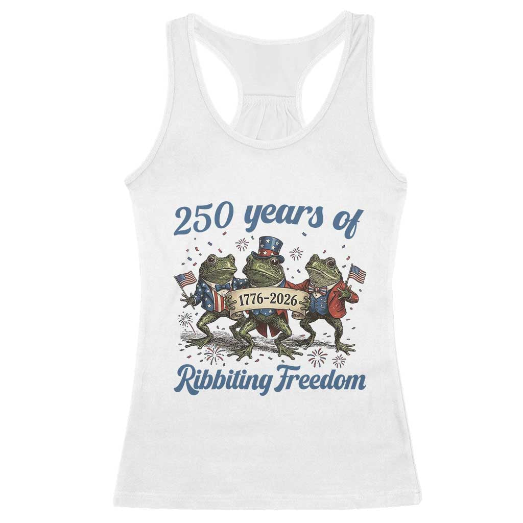 Funny Frog 250 Years Of Ribbiting Freedom Racerback Tank Top