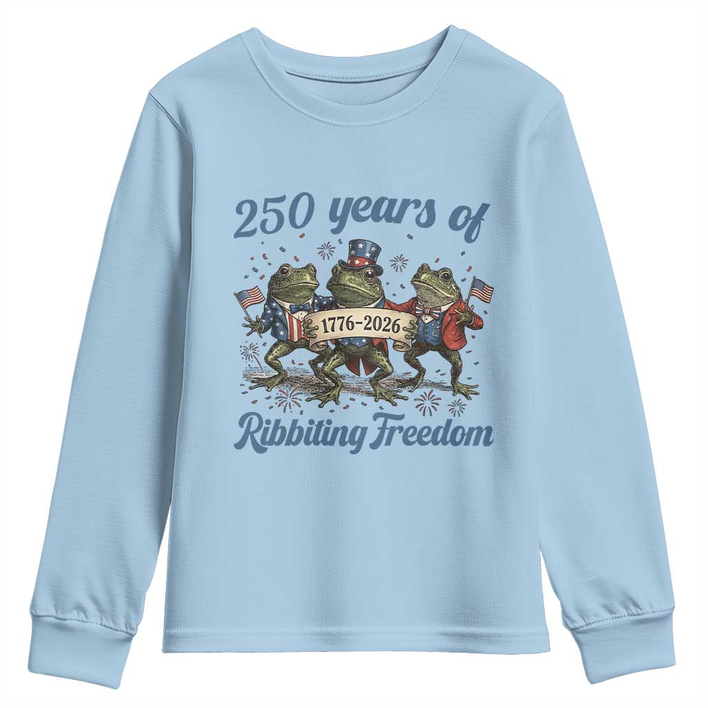 Funny Frog 250 Years Of Ribbiting Freedom Youth Sweatshirt