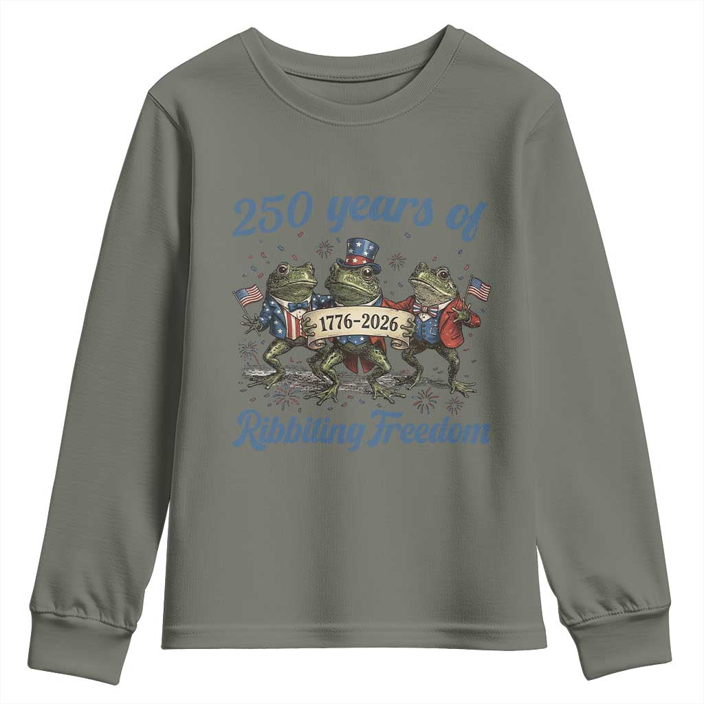 Funny Frog 250 Years Of Ribbiting Freedom Youth Sweatshirt