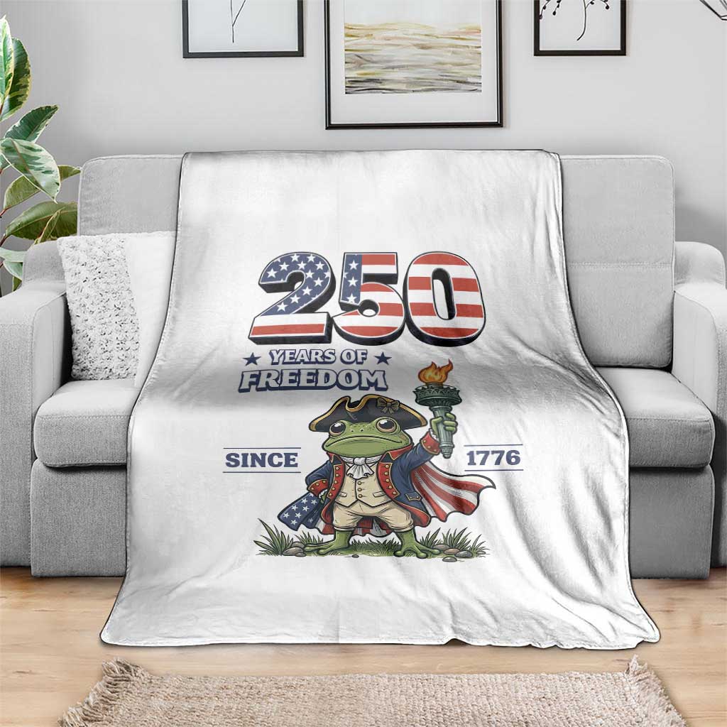 Patriotic Frog Raising The Torch Throw Blanket 250 Years Of Freedom