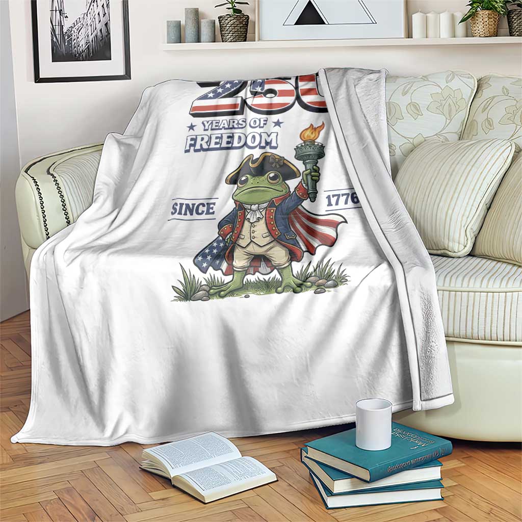 Patriotic Frog Raising The Torch Throw Blanket 250 Years Of Freedom