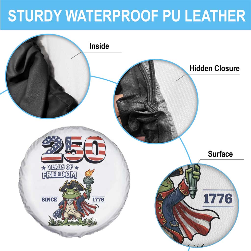Patriotic Frog Raising The Torch Spare Tire Cover 250 Years Of Freedom