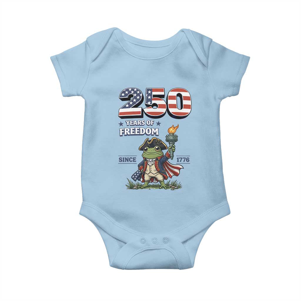 Patriotic Frog Raising The Torch Baby Onesie 250 Years Of Freedom