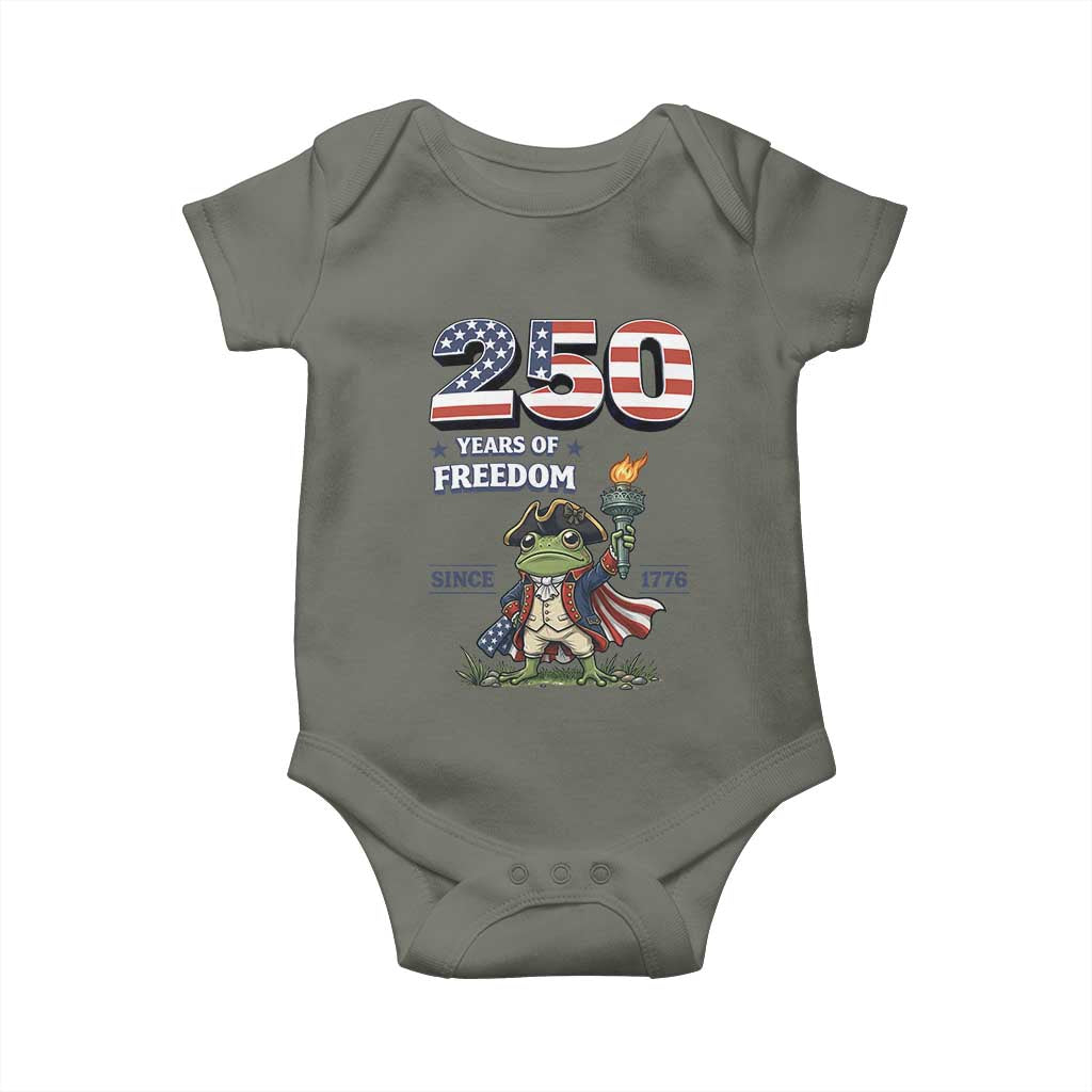 Patriotic Frog Raising The Torch Baby Onesie 250 Years Of Freedom