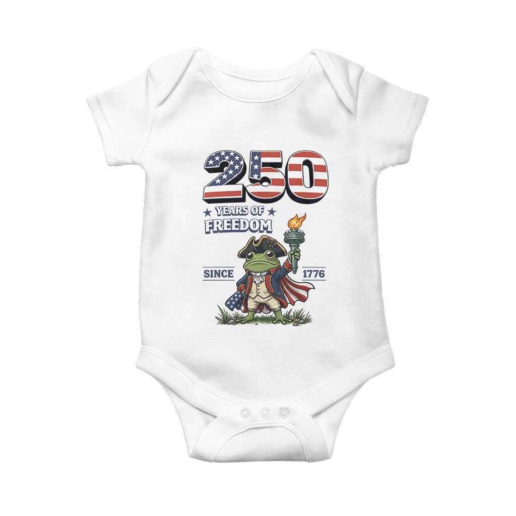 Patriotic Frog Raising The Torch Baby Onesie 250 Years Of Freedom