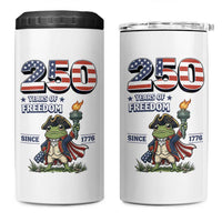 Patriotic Frog Raising The Torch 4 in 1 Can Cooler Tumbler 250 Years Of Freedom