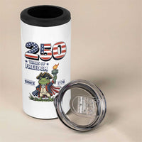 Patriotic Frog Raising The Torch 4 in 1 Can Cooler Tumbler 250 Years Of Freedom